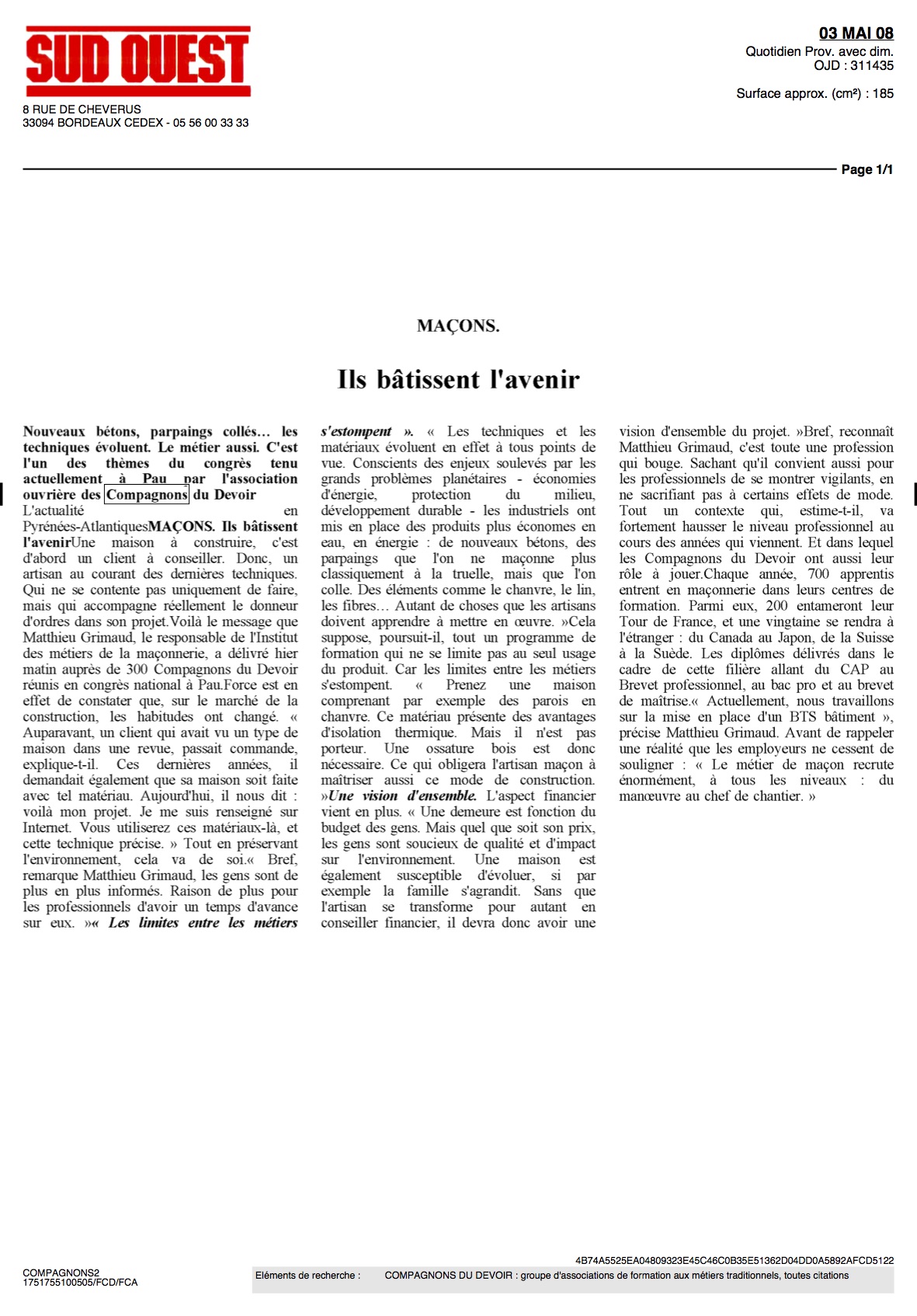 2008-05-05~journal SUD-OUEST